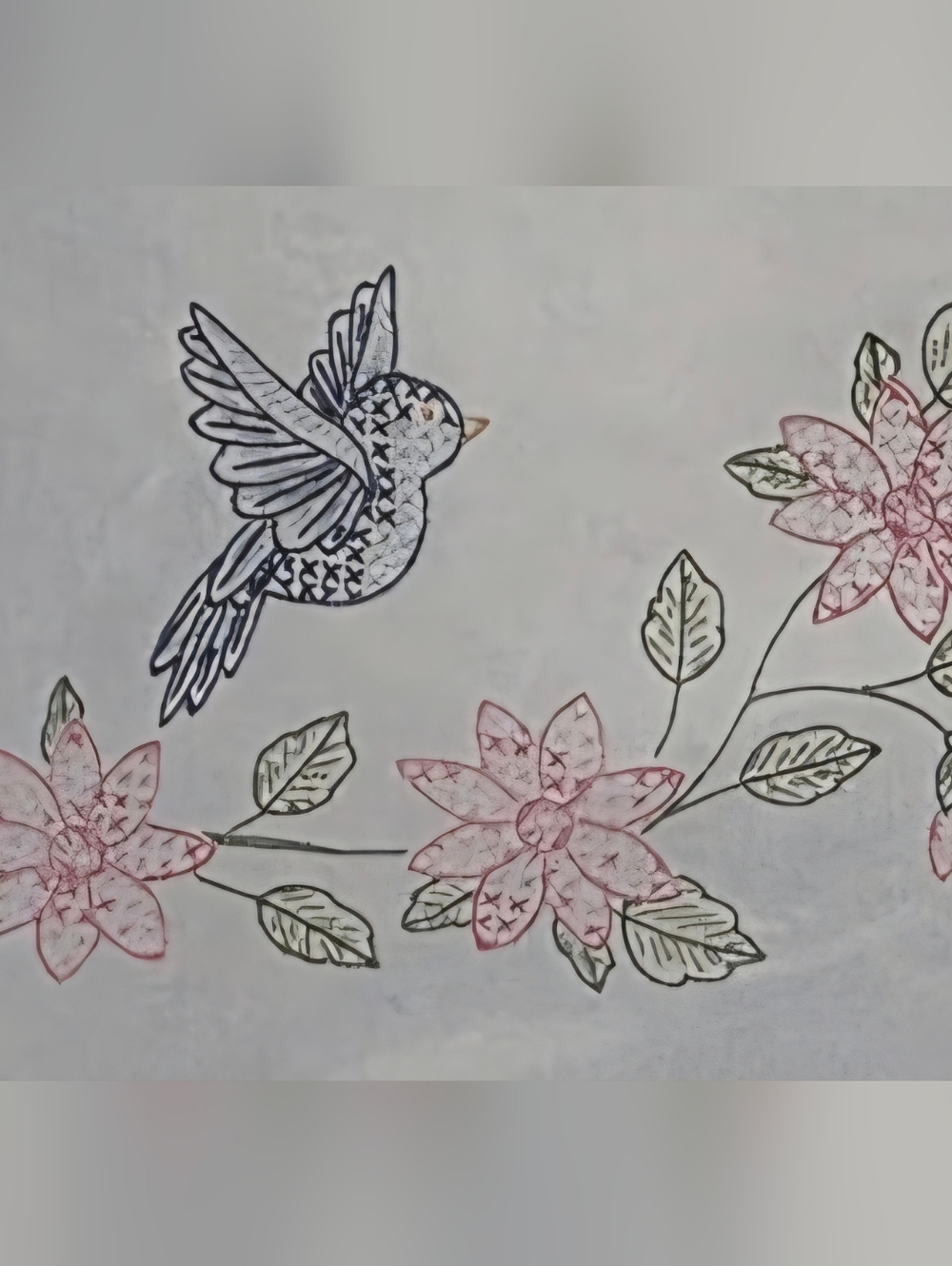 Floral Birds Pillowcases Stamped For Embroidery & Cross Stitch With Floss - Picture 4 of 4